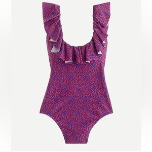J.Crew - Ruffle scoopback one-piece swimsuit in Liberty® Glenjade floral size 14